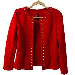 A beautiful red open dress jacket, comfortable and lasting material